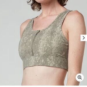 New Varley Front Zip Fay Sportsbra High Support Black Olive Viper Snake Small